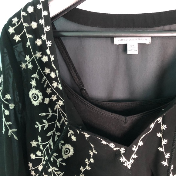 AEO Embroidered Black Dress - Picture 4 of 10